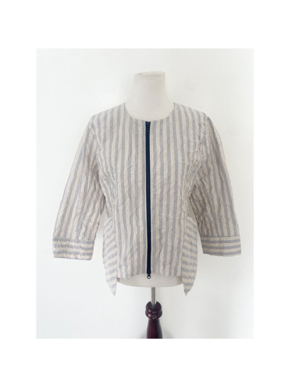 Kozan Crinkle Striped Zipper Top / Blazer - Picture 2 of 12